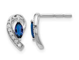 1/3 Carat (ctw) Natural Blue Sapphire Earrings in 14K White Gold